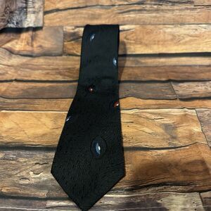 Vintage Bugle Boy Mens Tie Black Blue Red Abstract Geometric Novelty Poly Silk